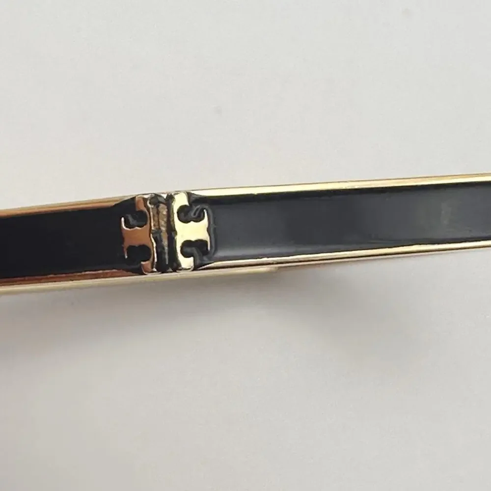Tory Burch Hexagon Logo Bracelet Black Enamel Gold Modern Designer Jewelry